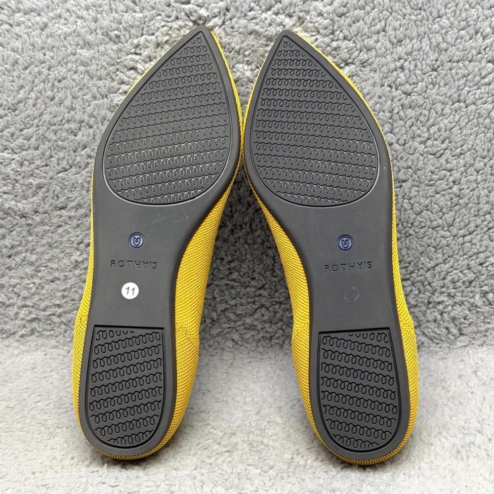 Rothy's The Point Womens Size 11 Slip On Ballet Flats Shoes Marigold Yellow Knit - Picture 8 of 9